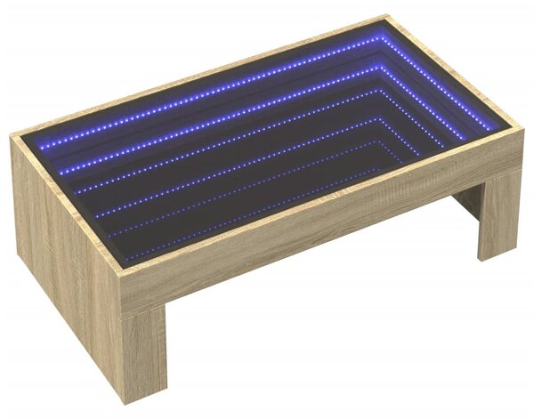 Sonoma tölgy végtelen hatású LED-es dohányzóasztal 90x50x30 cm