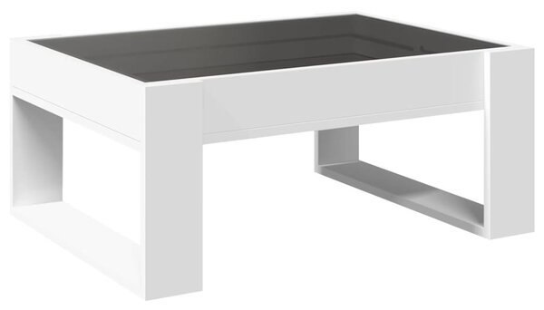 Fehér végtelen hatású LED-es dohányzóasztal 70 x 53 x 30 cm
