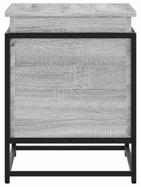 Szürke sonoma szerelt fa tárolóláda fedéllel 60x40x51,5 cm