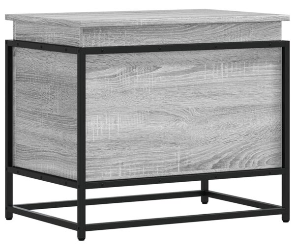 Szürke sonoma szerelt fa tárolóláda fedéllel 60x40x51,5 cm