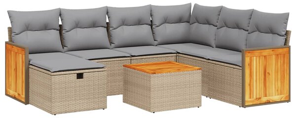 8 részes vegyes bézs polyrattan kerti ülőgarnitúra párnákkal