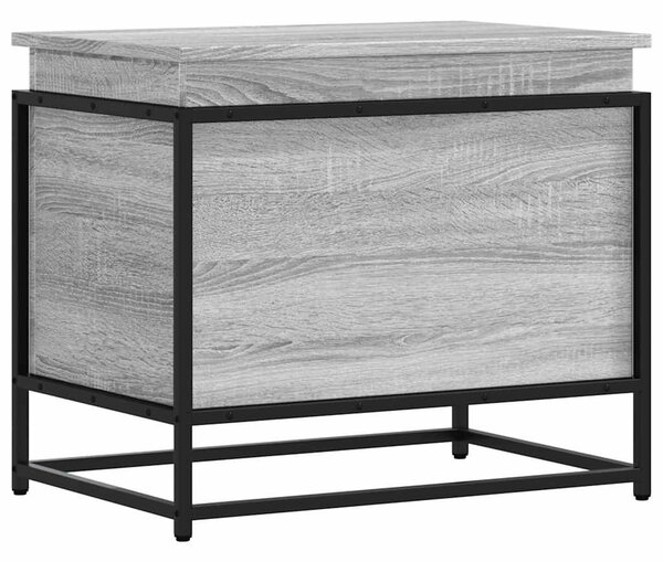 Szürke sonoma szerelt fa tárolóláda fedéllel 60x40x51,5 cm