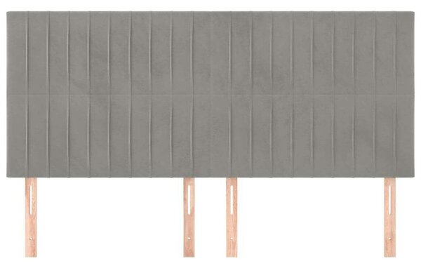 Bársony Ágyfejtámla - Világosszürke - 4 db - 100x5x78/88cm