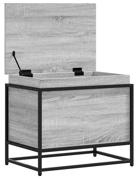 Szürke sonoma szerelt fa tárolóláda fedéllel 60x40x51,5 cm