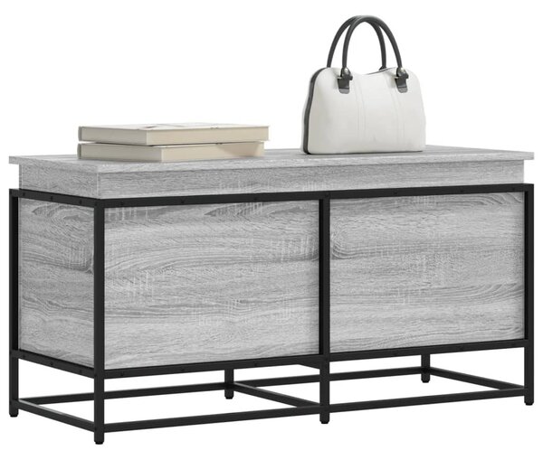 Szürke sonoma szerelt fa tárolóláda fedéllel 100x40x51,5 cm