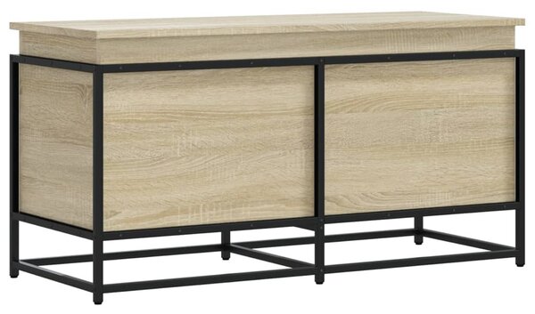 Sonoma tölgy szerelt fa tárolóláda fedéllel 100x40x51,5 cm