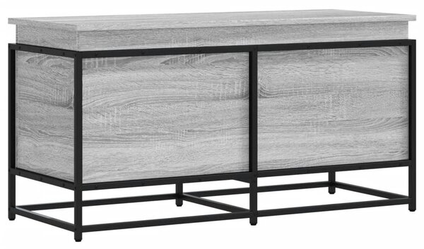 Szürke sonoma szerelt fa tárolóláda fedéllel 100x40x51,5 cm
