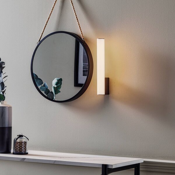 Helestra Loom LED tükör lámpa fekete 30 cm, Fehér / opál, Fürdőszoba, Műanyag, Modern