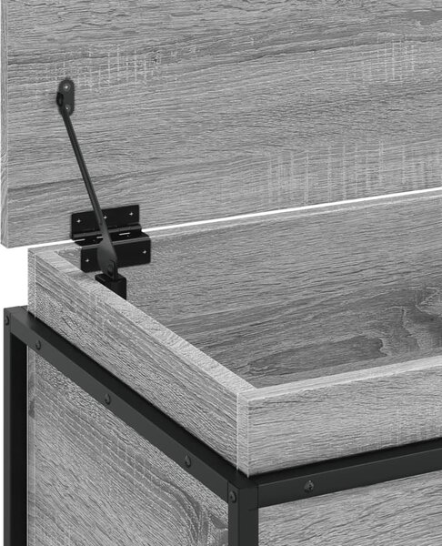 Szürke sonoma szerelt fa tárolóláda fedéllel 100x40x51,5 cm
