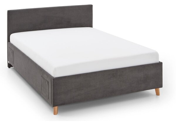 Antracitszürke kárpitozott ágyneműtartós gyerekágy ágyráccsal 120x200 cm Cool – Meise Möbel