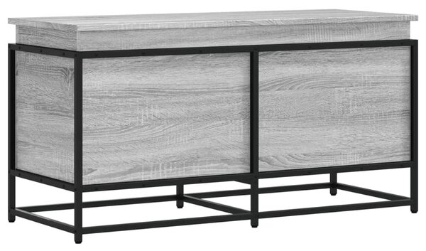 Szürke sonoma szerelt fa tárolóláda fedéllel 100x40x51,5 cm