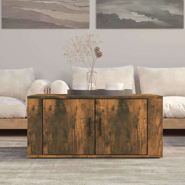 VidaXL füstös tölgy színű szerelt fa dohányzóasztal 80 x 50 x 36 cm