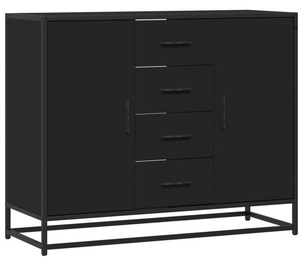 Fekete szerelt fa tálalószekrény 92 x 35 x 76 cm