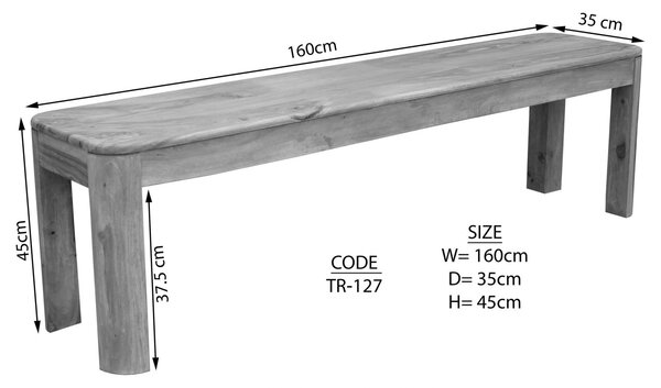 MONTREAL indiai rózsafából készült pad – vörösesbarnára pácolva, 160x35x45
