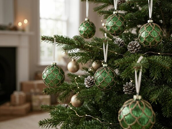Zöld színű karácsonyi díszkészlet GREEN SPARK 6 db 8 cm, üveg