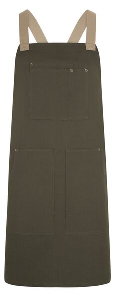 Canvas mellrészes kötény - Oliva/beige