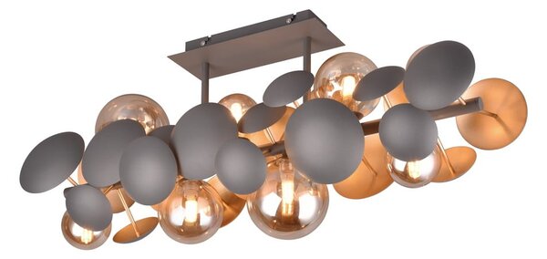 Szürke-aranyszínű mennyezeti lámpa üveg búrával 76x22 cm Bubble – Trio Select
