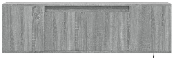 Szürke sonoma színű fali TV-szekrény LED-del 135x31x39,5 cm