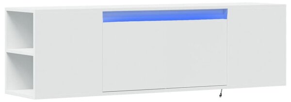 Fehér falra szerelhető TV-szekrény LED-lámpákkal 135x31x39,5 cm