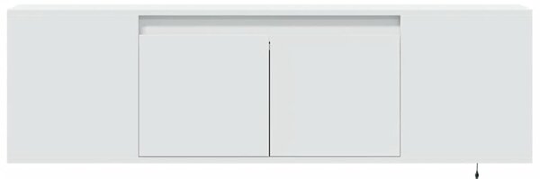 Fehér falra szerelhető TV-szekrény LED-lámpákkal 135x31x39,5 cm