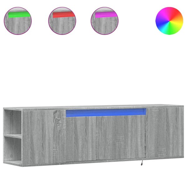 Szürke sonoma színű fali TV-szekrény LED-del 135x31x39,5 cm