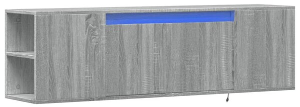 Szürke sonoma színű fali TV-szekrény LED-del 135x31x39,5 cm