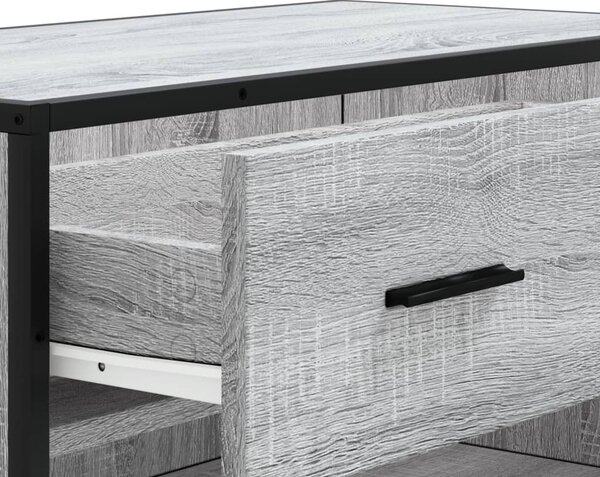 Szürke sonoma szerelt fa és fém cipőszekrény 75 x 38 x 97,5 cm