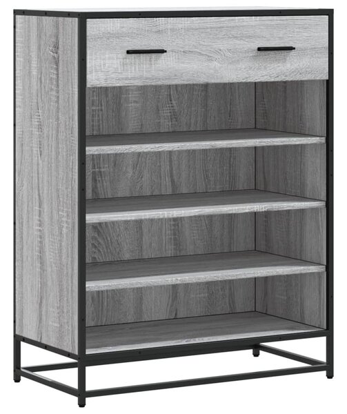 Szürke sonoma szerelt fa és fém cipőszekrény 75 x 38 x 97,5 cm