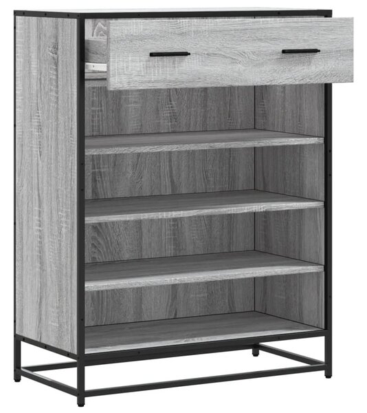 Szürke sonoma szerelt fa és fém cipőszekrény 75 x 38 x 97,5 cm
