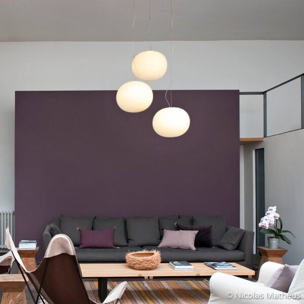 FLOS Glo-Ball - gömb alakú függőlámpa 45 cm, dimmelhető, Fehér / opál, Nappali / Étkező, Üveg, Dizájn