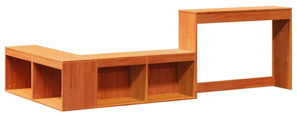 Viaszbarna tömör fenyőfa éjjeliszekrény asztallal 222x107x75 cm