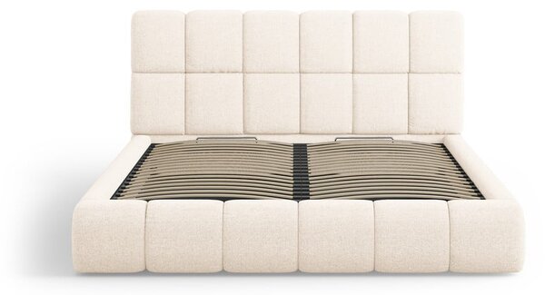 Krémszínű kárpitozott ágyneműtartós franciaágy ágyráccsal 160x200 cm Bellis – Micadoni Home