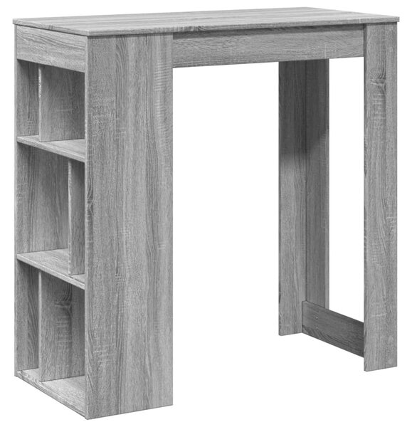 Szürke sonoma szerelt fa bárasztal tárolókkal 102x50x103,5 cm