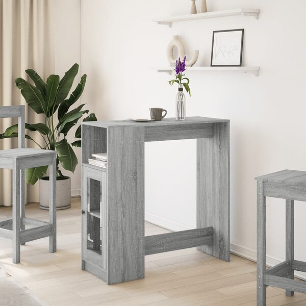 Szürke sonoma szerelt fa bárasztal tárolókkal 101x40x103,5 cm
