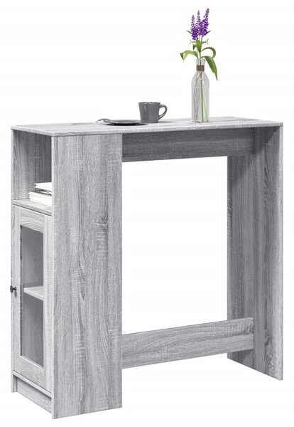 Szürke sonoma szerelt fa bárasztal tárolókkal 101x40x103,5 cm