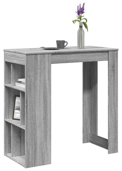Szürke sonoma szerelt fa bárasztal tárolókkal 102x50x103,5 cm