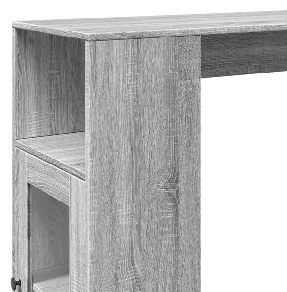 Szürke sonoma szerelt fa bárasztal tárolókkal 101x40x103,5 cm