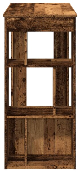 Antik fa színű szerelt fa bárasztal tárolókkal 102x50x103,5 cm