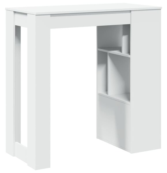 Fehér szerelt fa tárolórekeszes bárasztal 102 x 50 x 103,5 cm