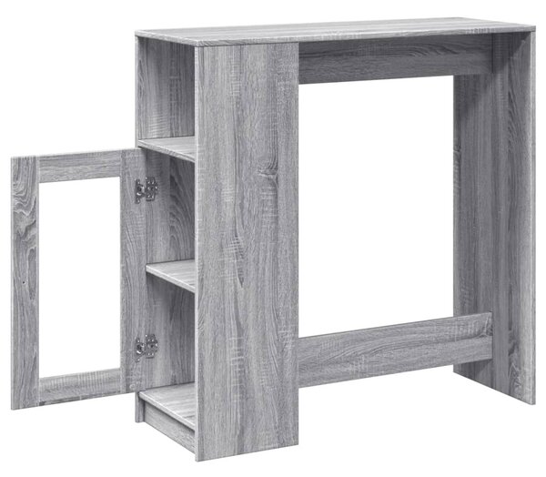 Szürke sonoma szerelt fa bárasztal tárolókkal 101x40x103,5 cm