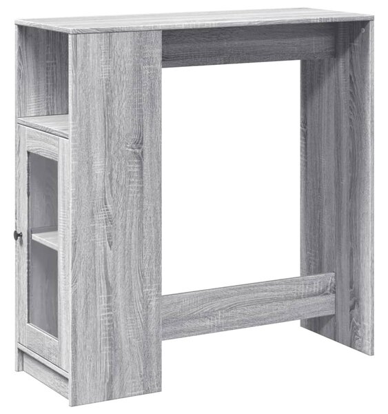Szürke sonoma szerelt fa bárasztal tárolókkal 101x40x103,5 cm