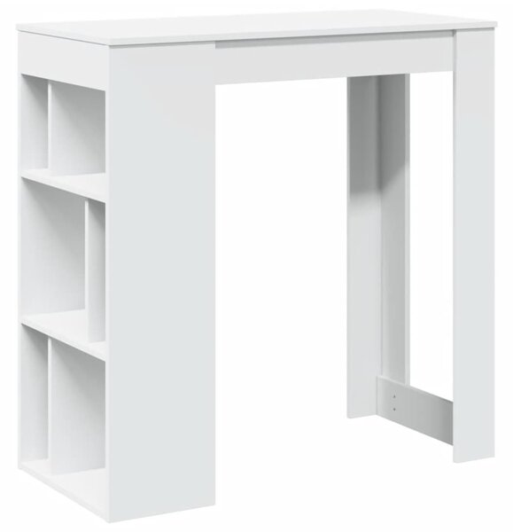 Fehér szerelt fa tárolórekeszes bárasztal 102 x 50 x 103,5 cm