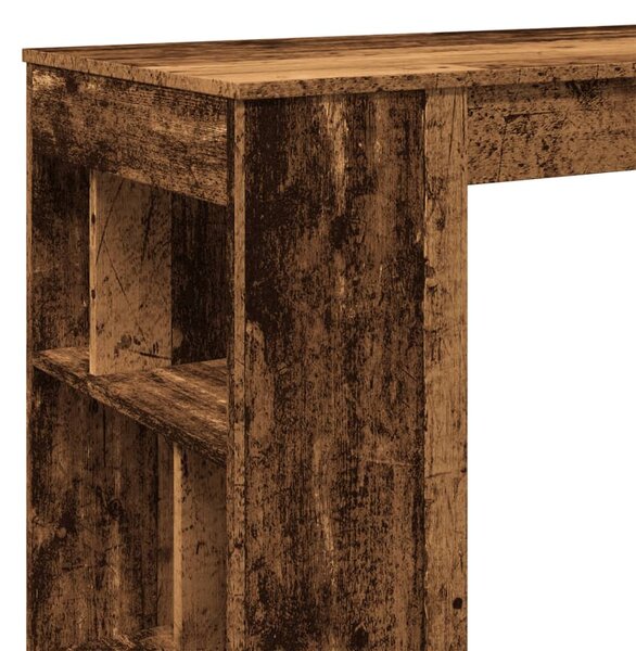 Antik fa színű szerelt fa bárasztal tárolókkal 102x50x103,5 cm