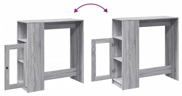 Szürke sonoma szerelt fa bárasztal tárolókkal 101x40x103,5 cm