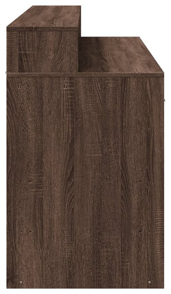 Barna tölgy színű szerelt fa íróasztal LED-ekkel 140x55x91 cm