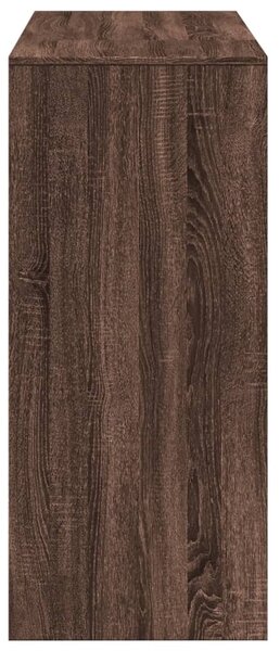 Barna tölgy színű szerelt fa bárasztal polccal 124x46x103,5 cm