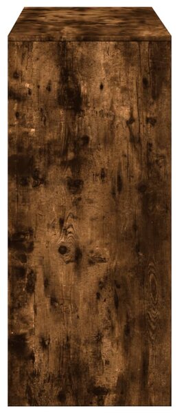 Füstös tölgy színű szerelt fa bárasztal polccal 124x46x103,5 cm
