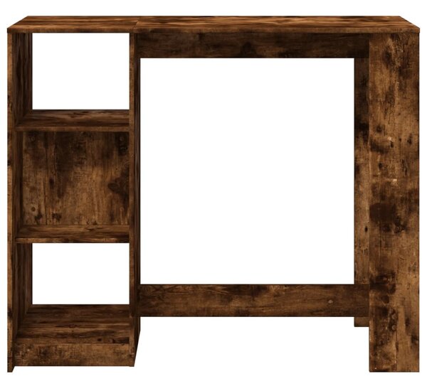 Füstös tölgy színű szerelt fa bárasztal polccal 124x46x103,5 cm