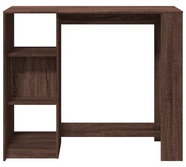 Barna tölgy színű szerelt fa bárasztal polccal 124x46x103,5 cm
