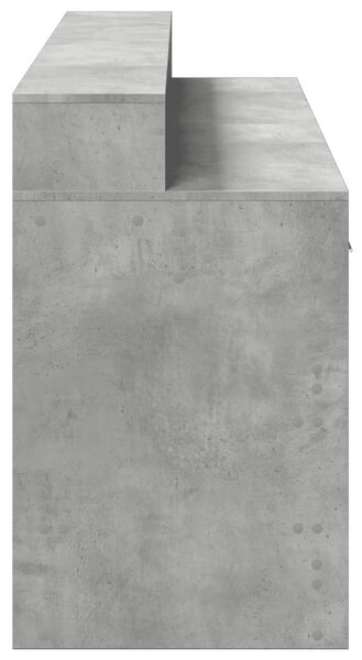 Betonszürke szerelt fa íróasztal LED-világítással 160x55x91 cm
